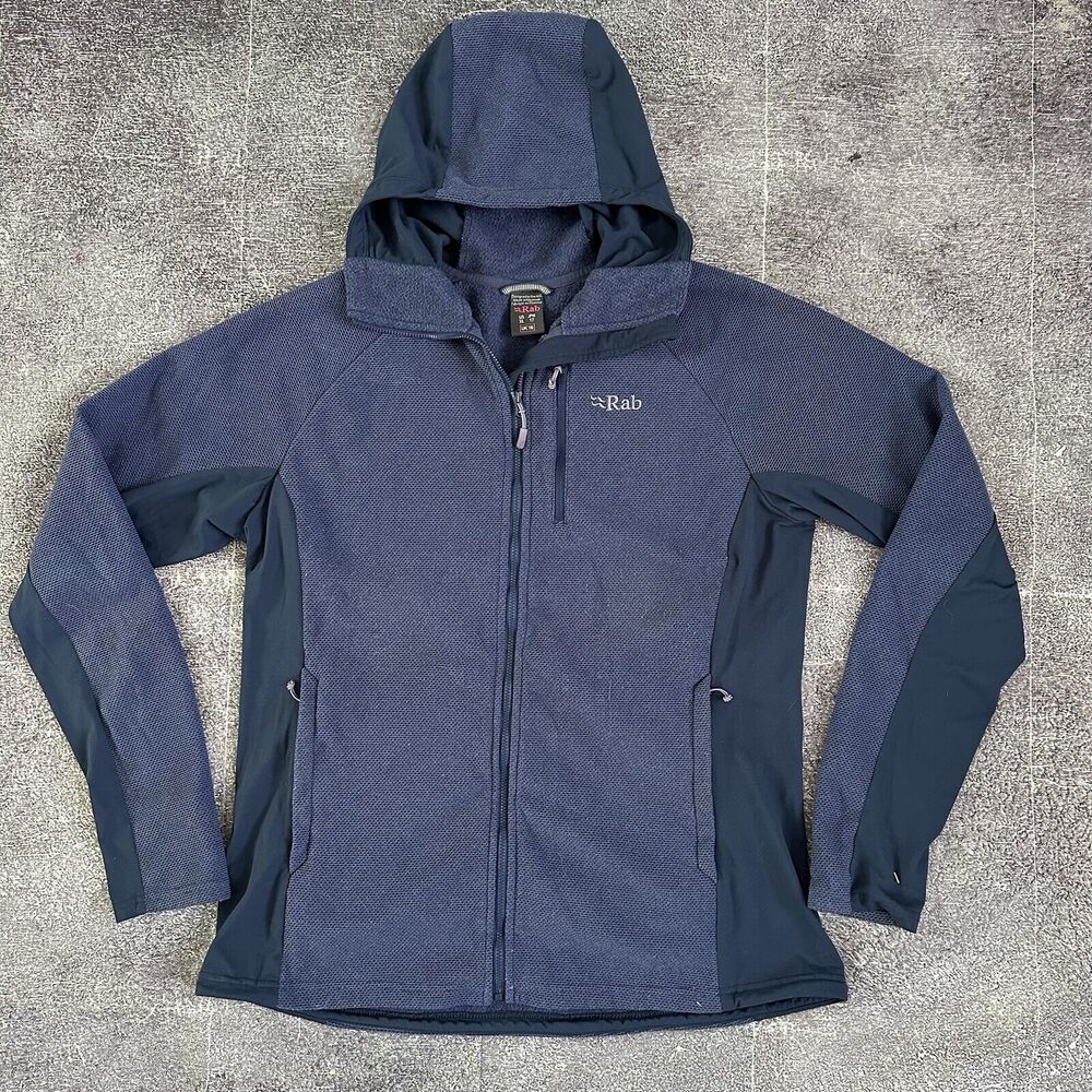 Womens RAB Capacitor Midweight Navy Blue Purple Zip Up Fleece Hoody Jacket Sz XL